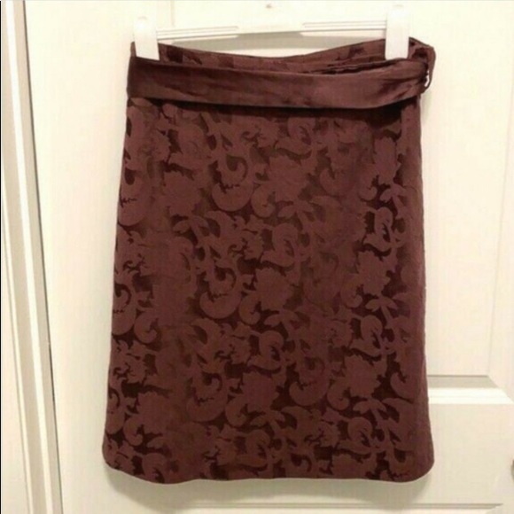 Old Navy Skirt Size 16 Maroon Satin Tie Belt Embossed Designs - Picture 1 of 3